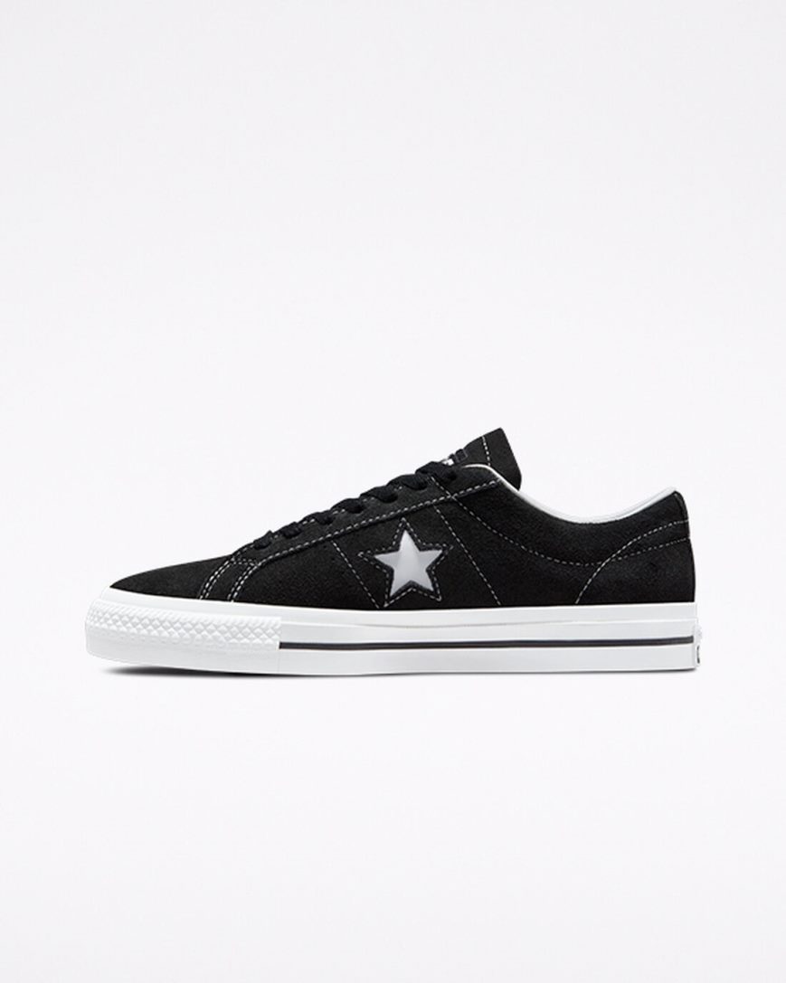 Pánské Skate Boty Converse CONS One Star Pro Semišové Černé Bílé | CZ EMGS87